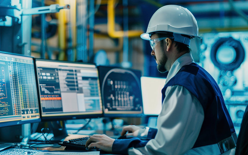 Live equipment dashboard showing production, downtime, and OEE metrics​